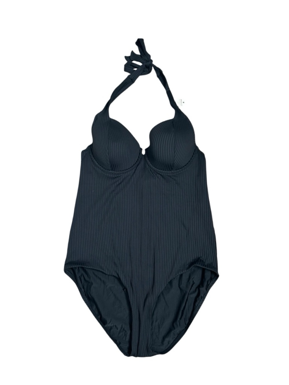 CALIA by Carrie Underwood Black Ribbed Underwire Halter One-Piece Swimsuit 16 - Picture 2 of 7